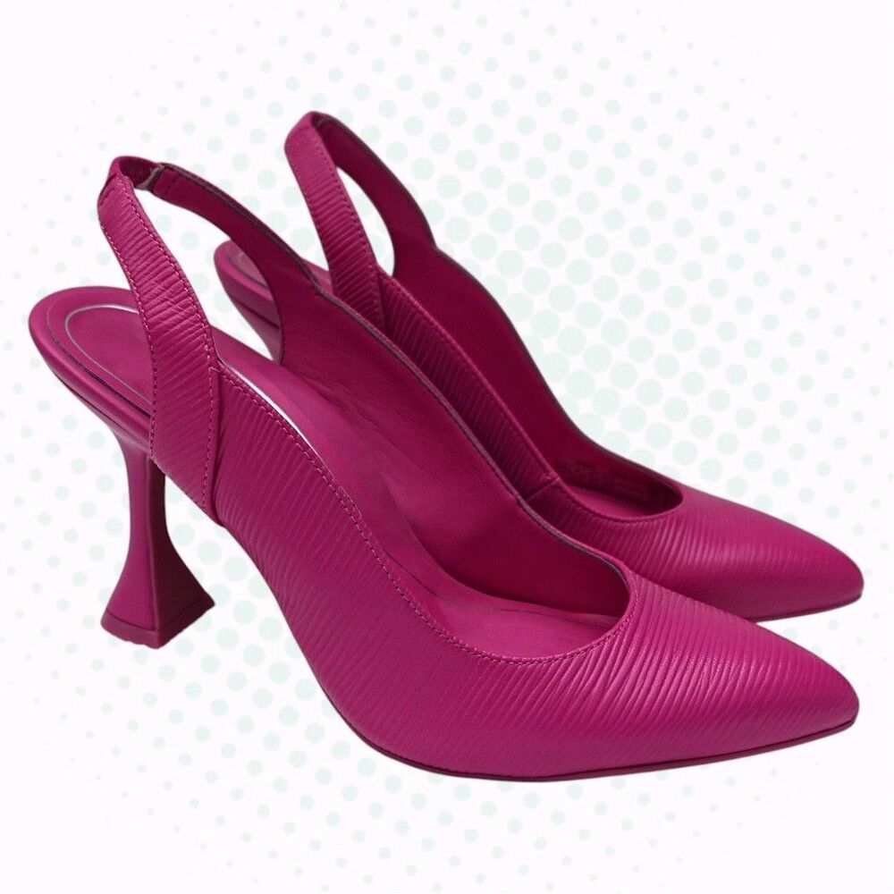 NWOB Vionic Barbie Pink Magenta Leather Slingback Pointed Toe Heels US 6